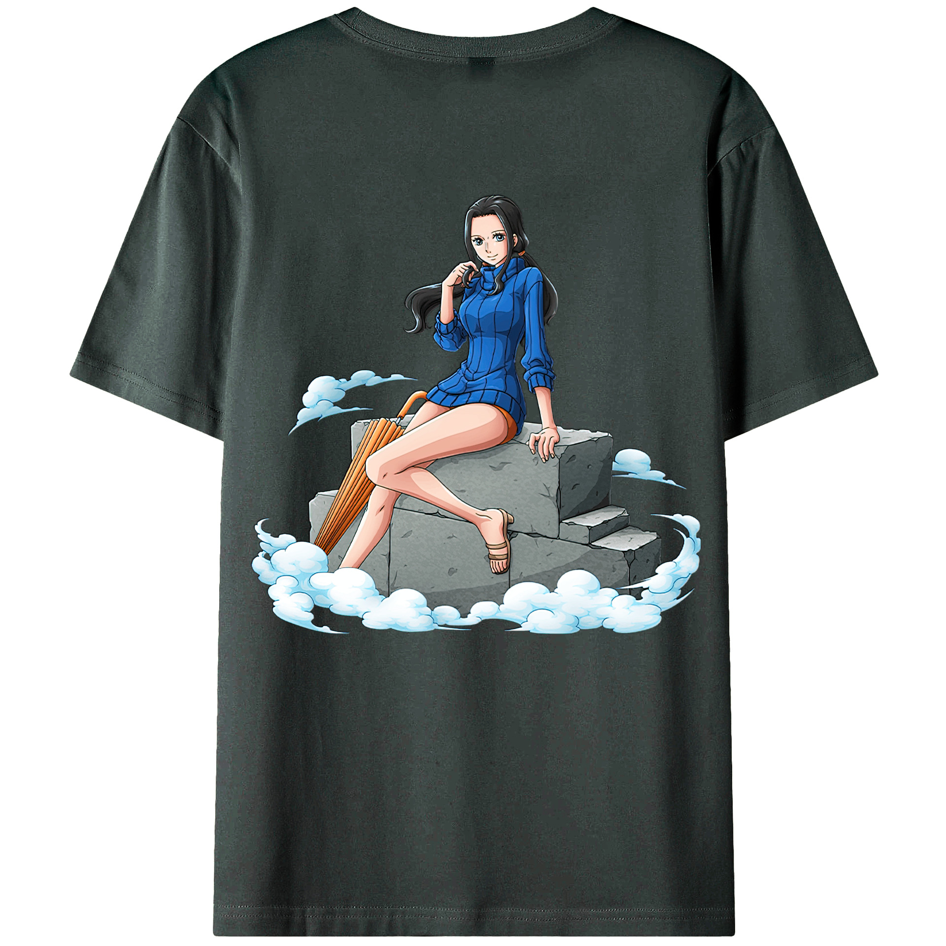ワンピース ニコ・ロビン ONE PIECE Nico Robin 綿100％ メンズ半袖Tシャツ（バックプリント） 通気性